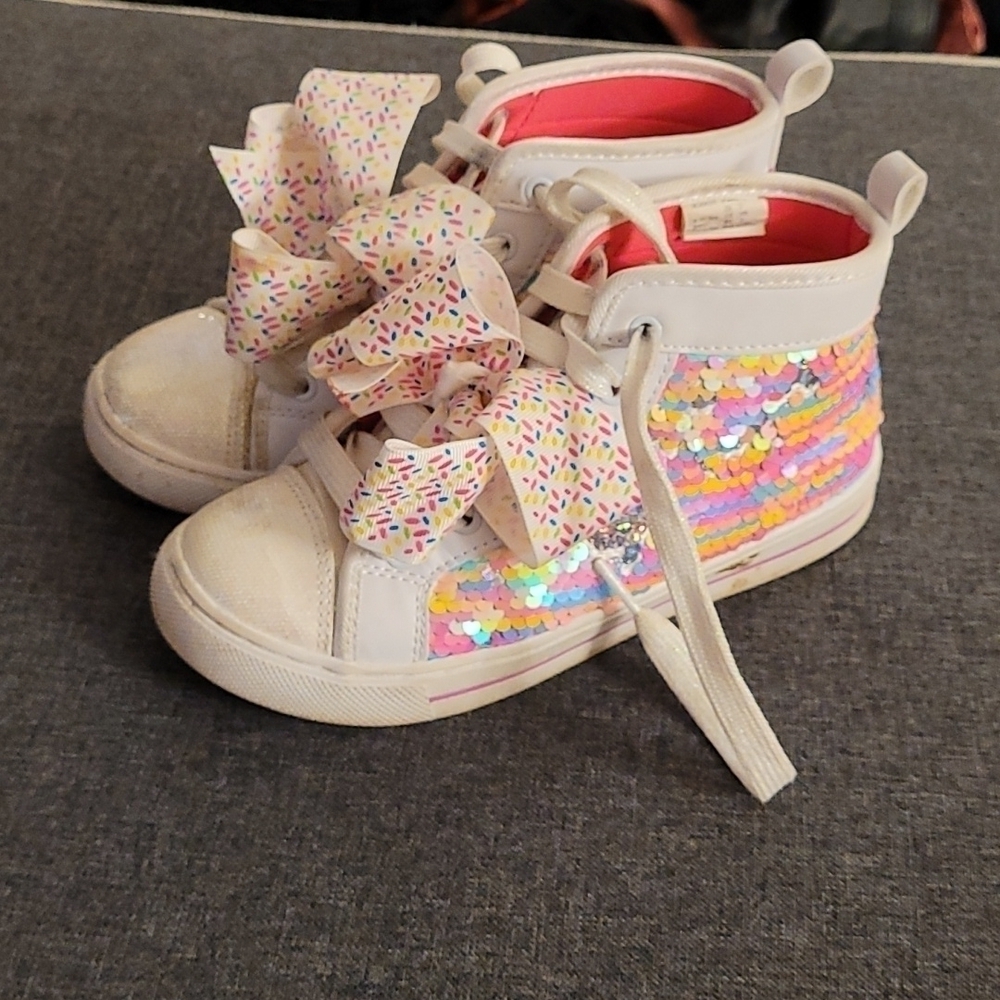 Jojo Siwa sequins sz 2 high top shoes sprinkle bows sneakers